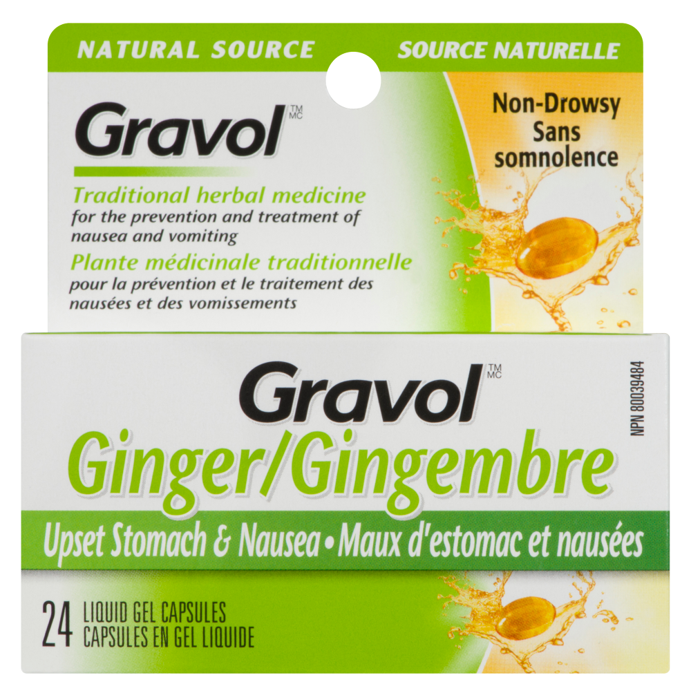 Gravol Ginger Upset Stomach & Nausea 24 Liquid Gel Capsules WeShine