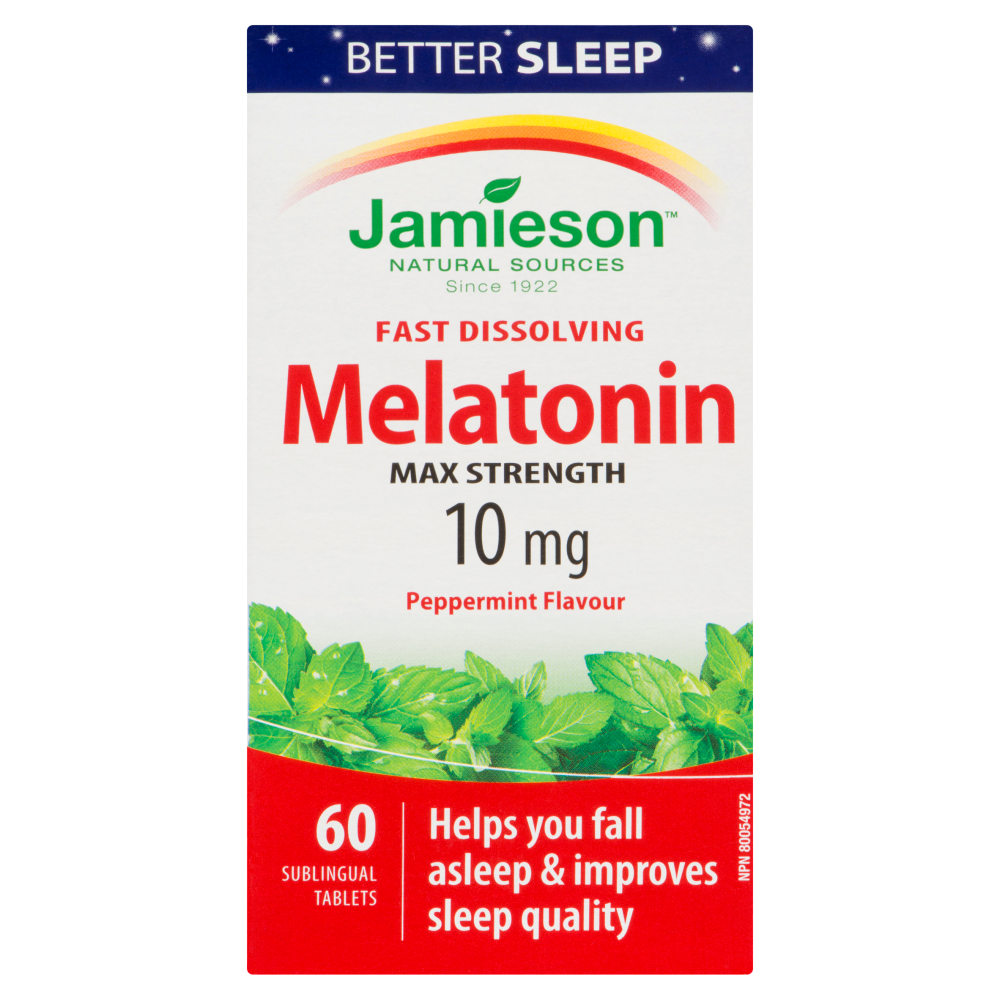 Jamieson Melatonin Max Strength Peppermint Flavour 10 mg 60 Sublingual
