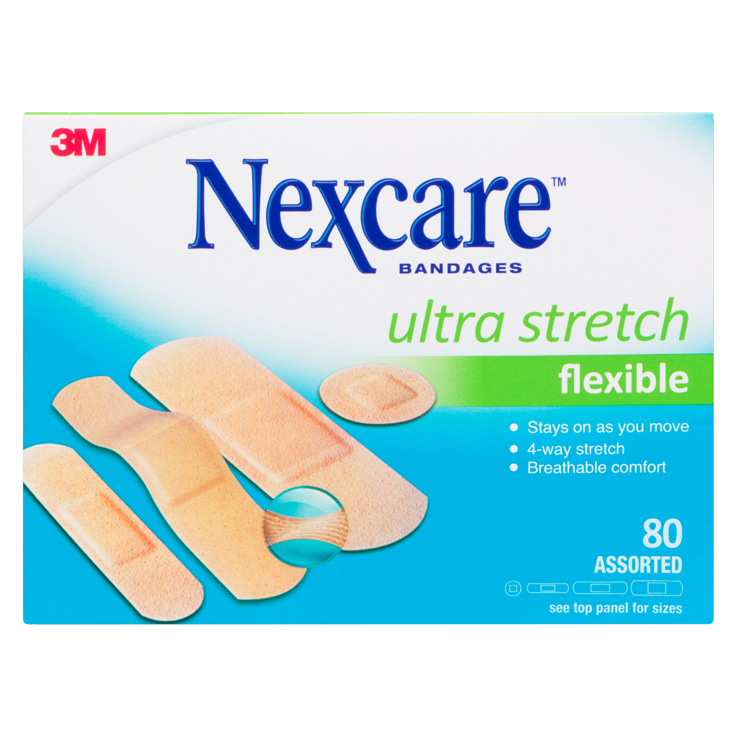 Nexcare Ultra Stretch Bandages, 80 Assorted WeShine.ca Health