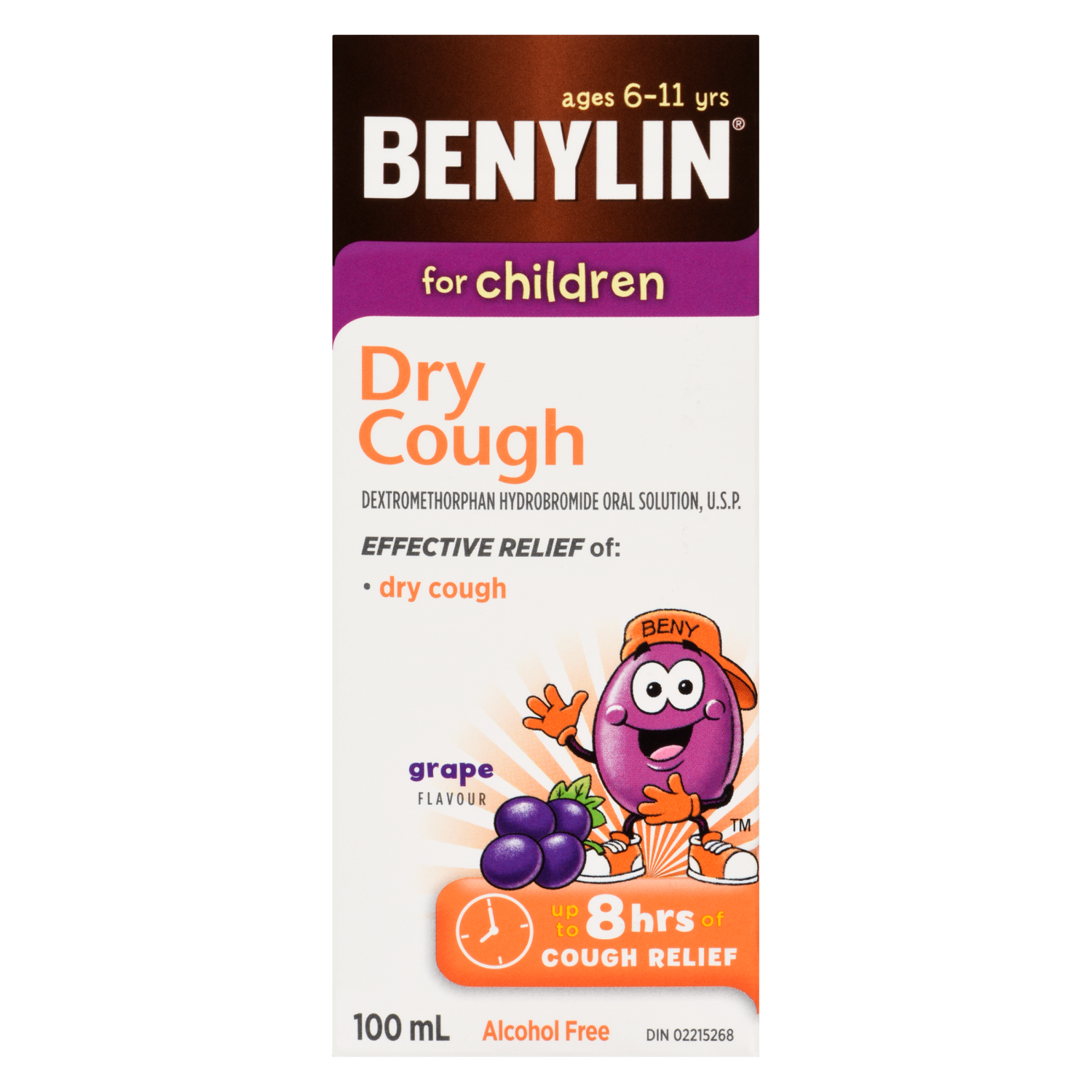 Benylin Dry Cough Grape Flavour for Children, 100 ml WeShine.ca
