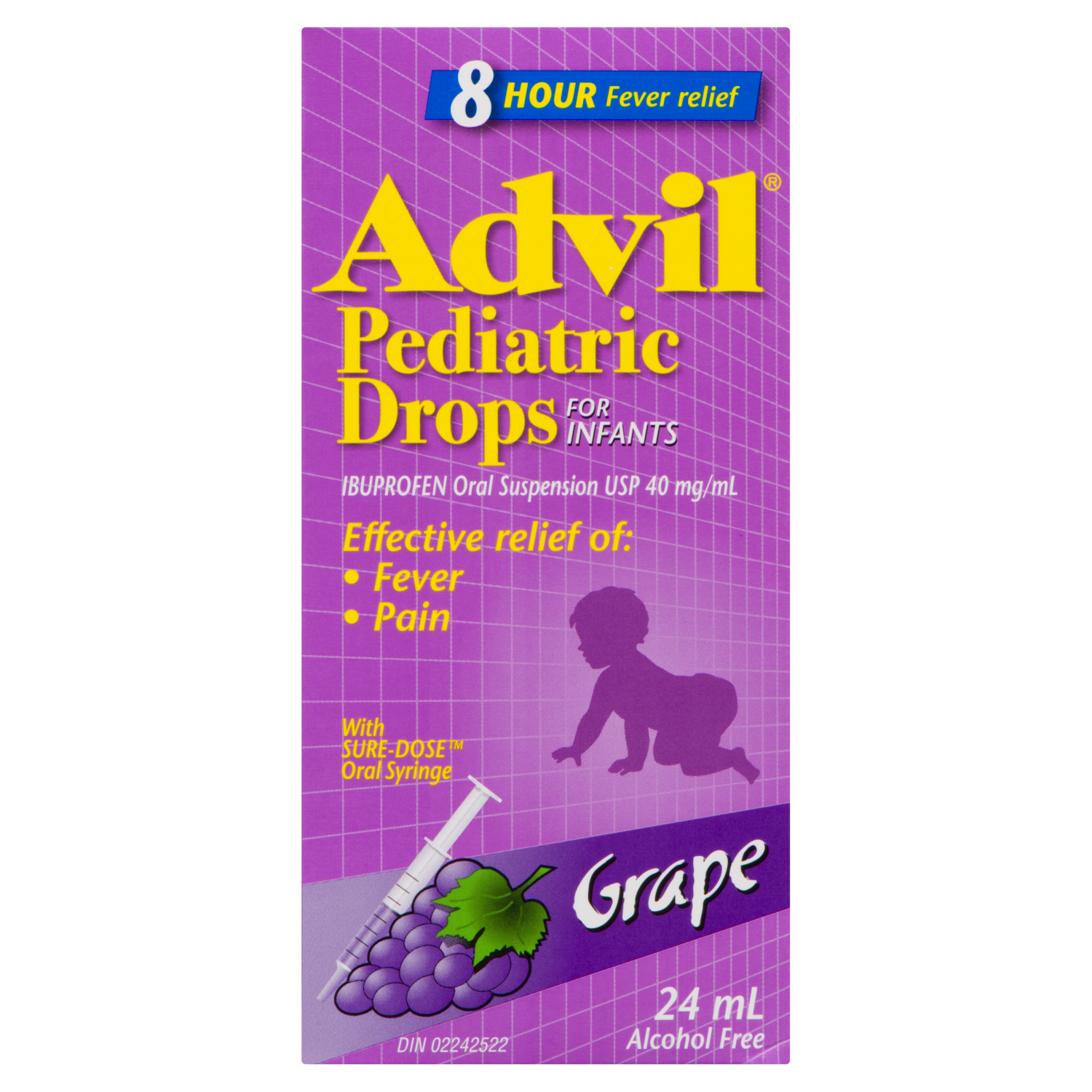 Advil Pediatric Drops Ibuprofen Oral Suspension USP 40 mg/ml Grape, 24 ml WeShine.ca Health