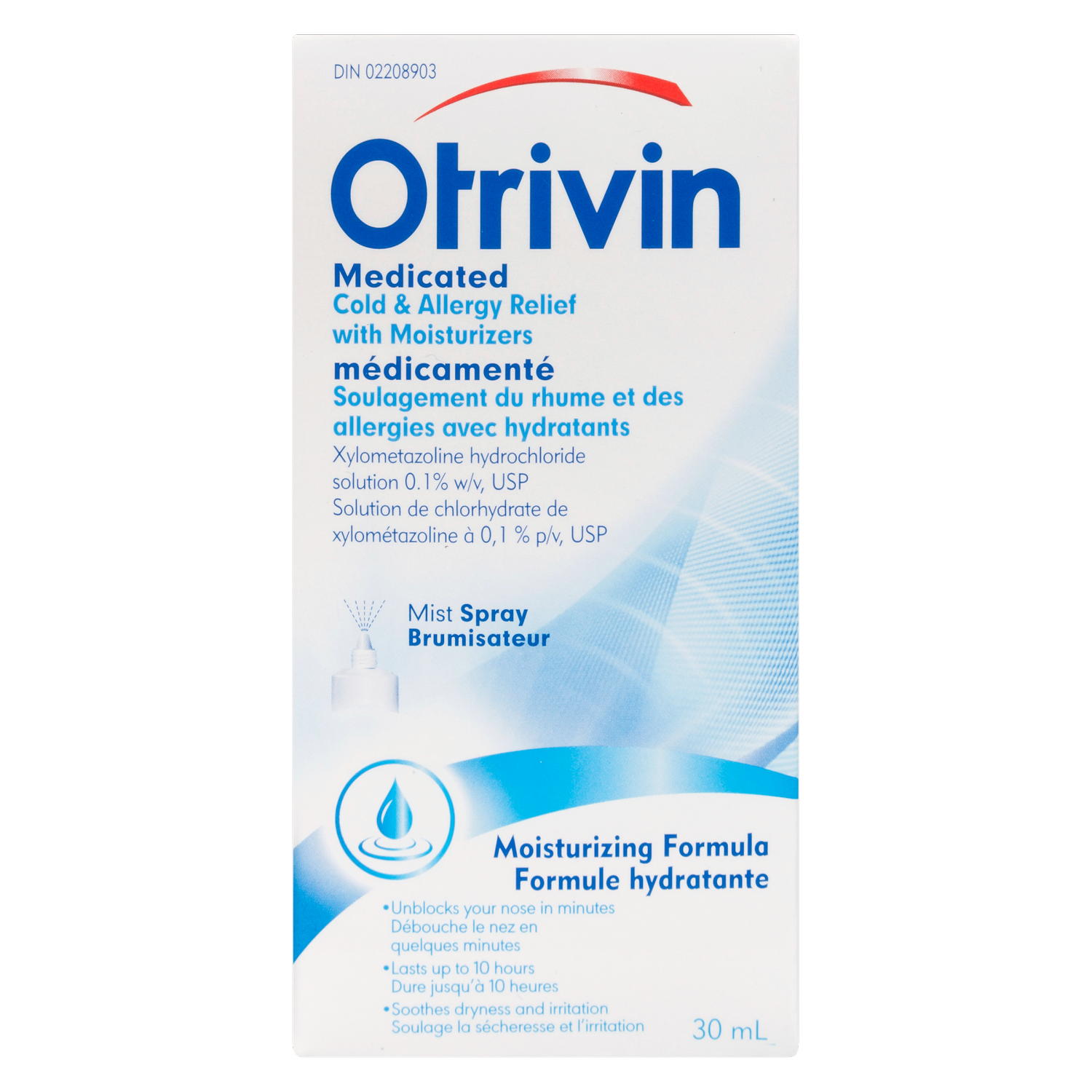 Otrivin Medicated Cold & Allergy Relief Mist Spray with Moisturizers