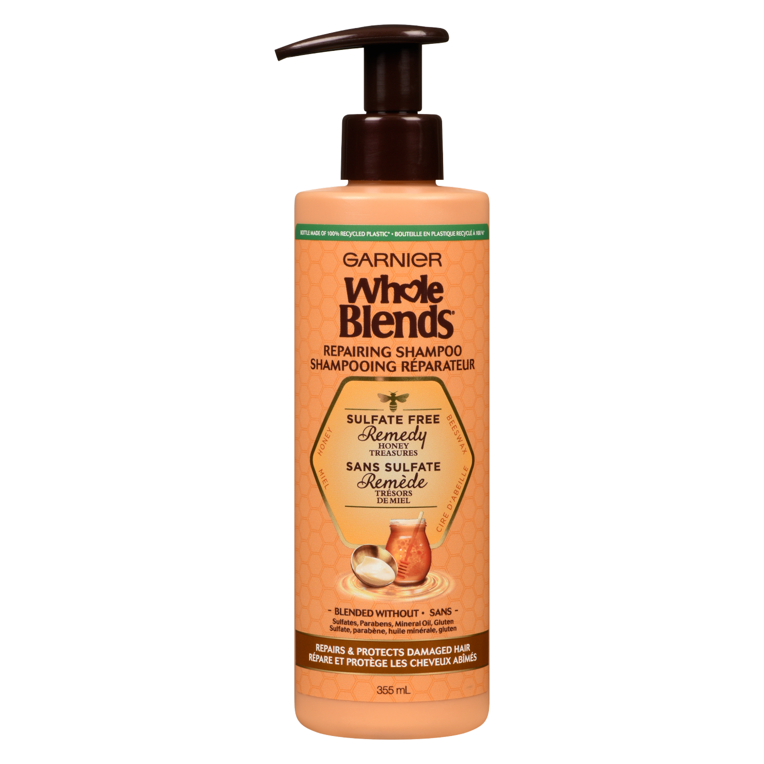 Garnier Whole Blends Honey Treasures Repairing Shampoo, 355 ml